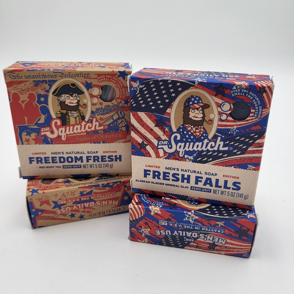 Dr. Squatch (2) Freedom Fresh (2) Fresh Falls Mens Natural Soap 5oz Zero Grit